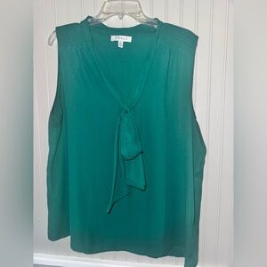 Chaus dark green Sleeveless Blouse with Tie-Front